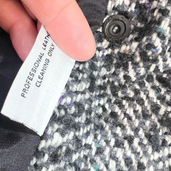 Havoc Jacket Womens Medium White Black Genuine Leather Long Sleeve Cropped Coat - Picture 4 of 12